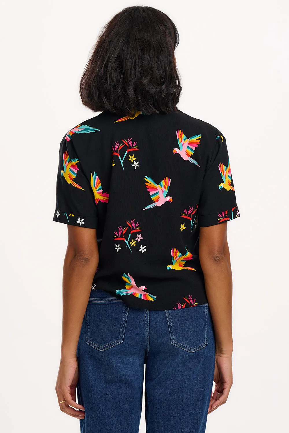 Odele Shirt - Black. Rainbow Parrots