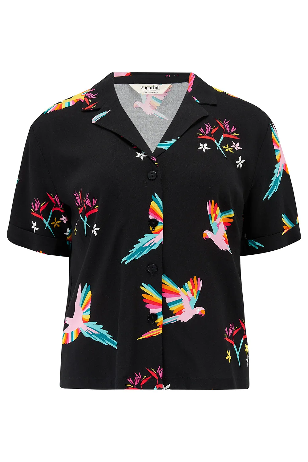 Odele Shirt - Black. Rainbow Parrots
