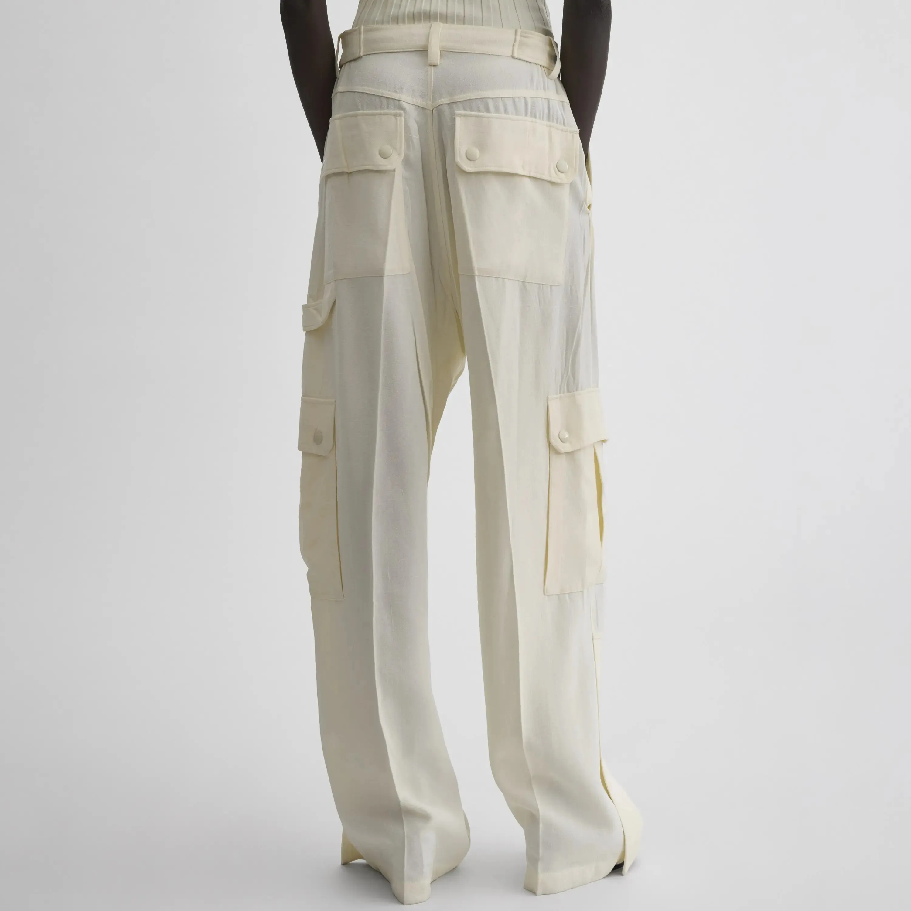 PATCH POCKET CARGO TROUSERS | parchment viscose silk