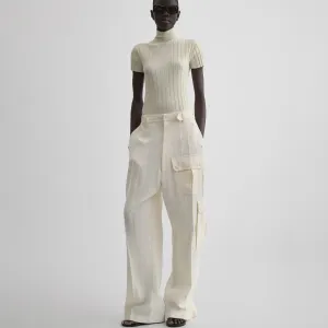PATCH POCKET CARGO TROUSERS | parchment viscose silk
