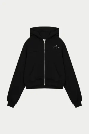 PILATES & PINOT ZIP THROUGH CROPPED HOODIE - BLACK