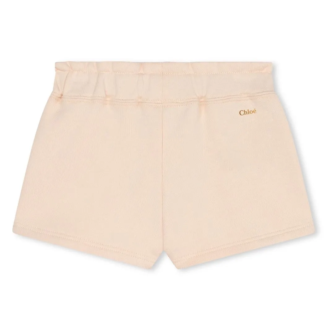 Pink Logo Print Cotton Shorts
