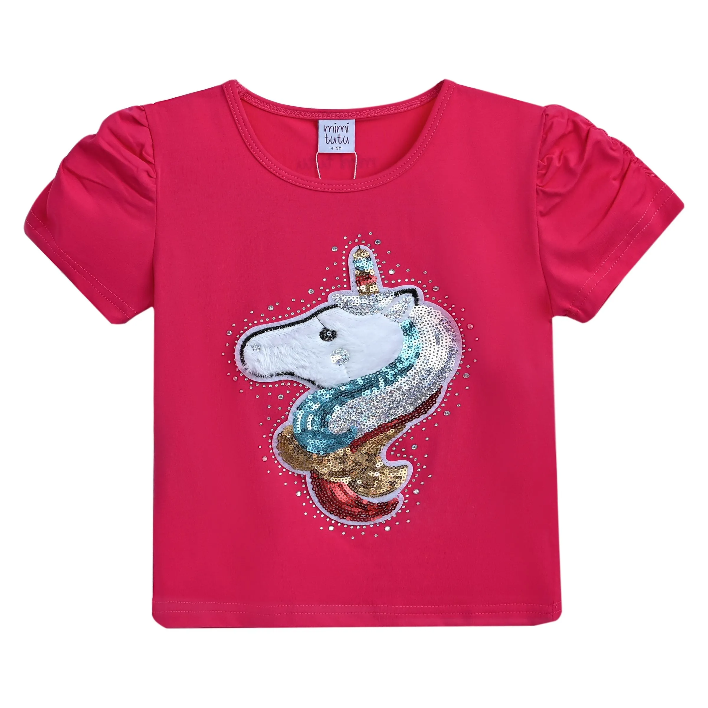 Pink Raspberry Unicorn Applique T-Shirt