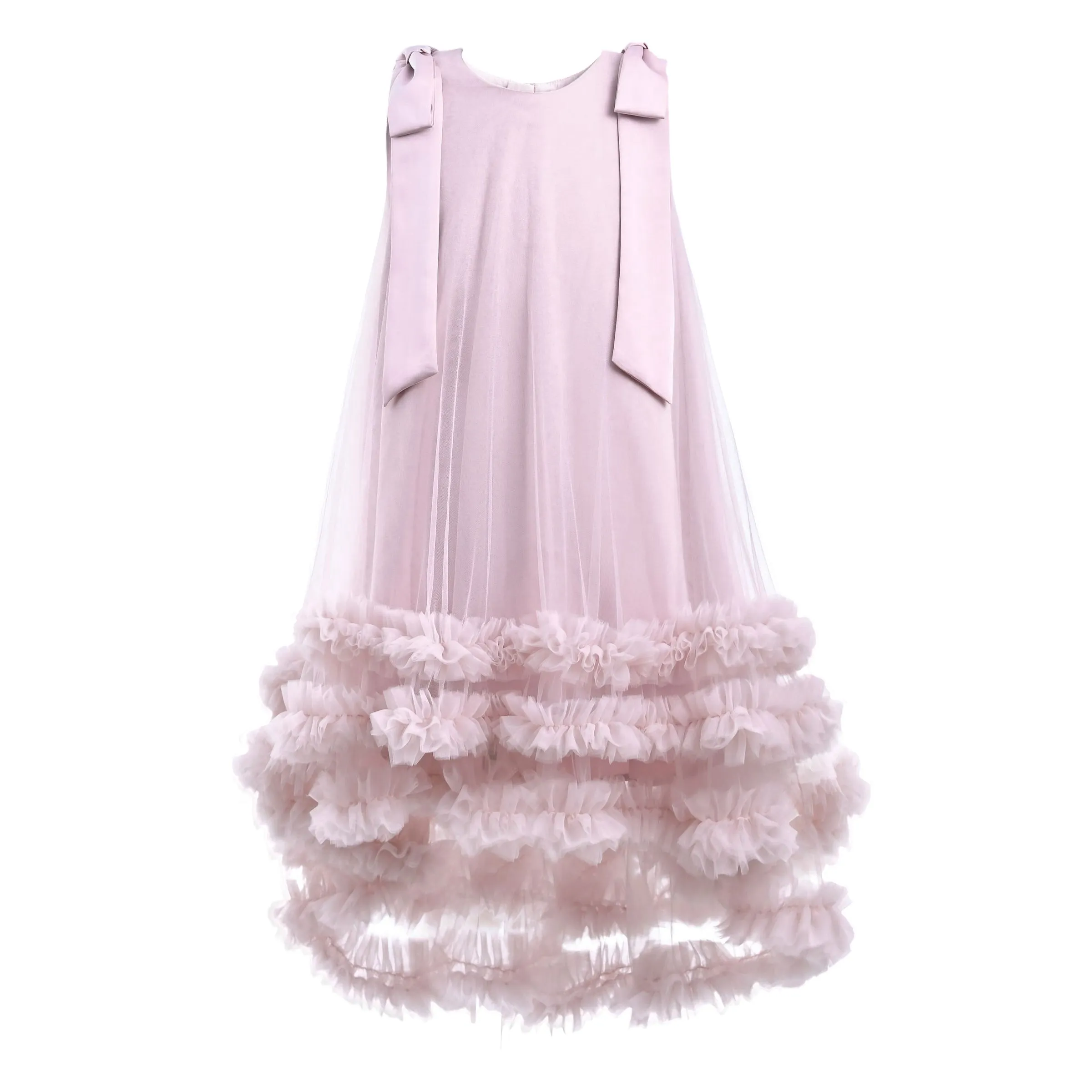 Pink Violeta Sleeveless Ruffle Overlay Dress