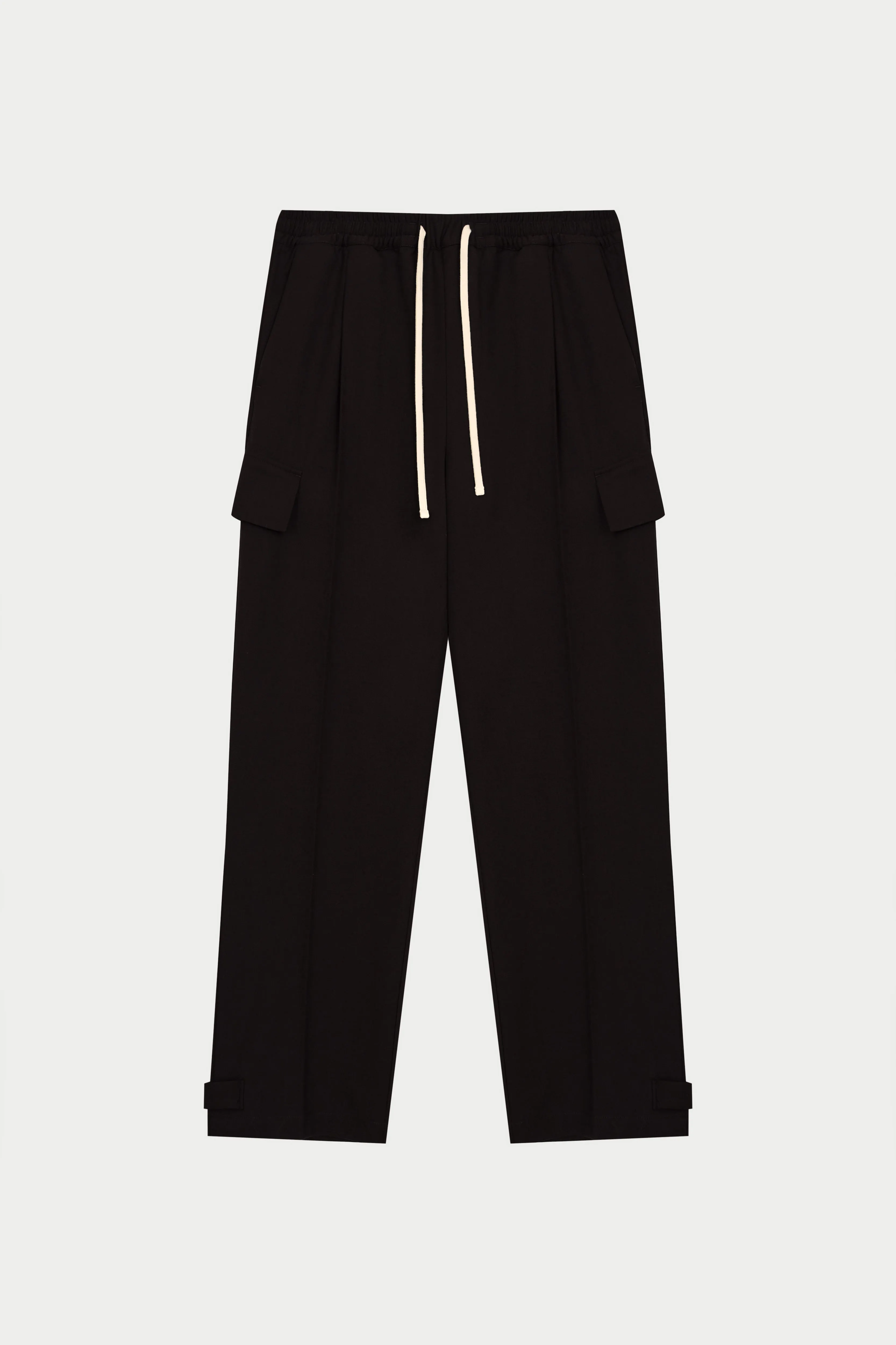 PLEATED WIDE LEG TROUSER - BLACK