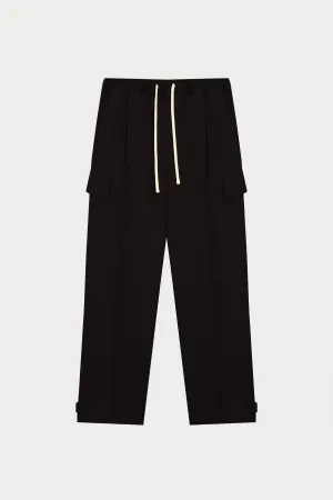 PLEATED WIDE LEG TROUSER - BLACK