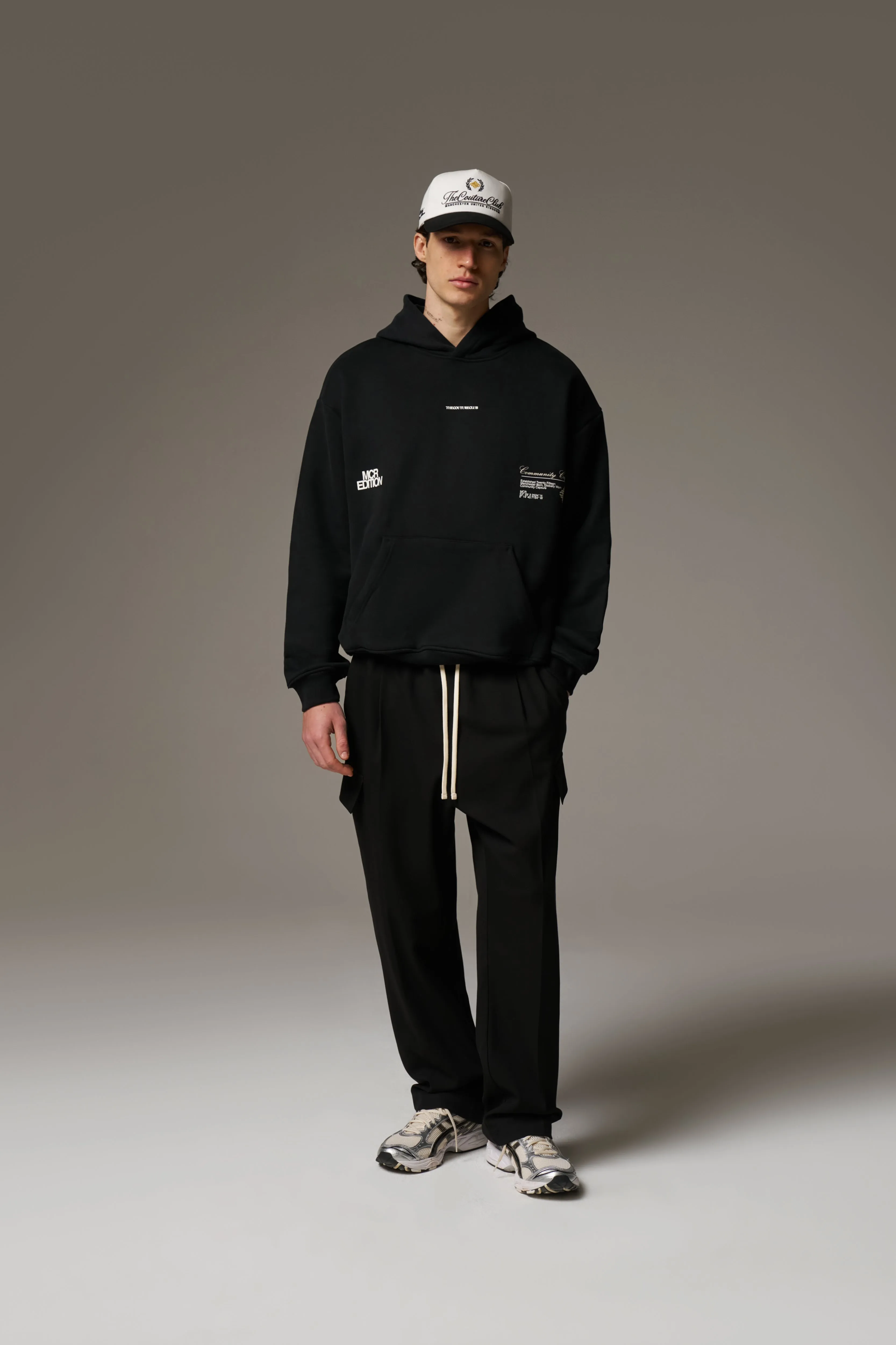 PLEATED WIDE LEG TROUSER - BLACK