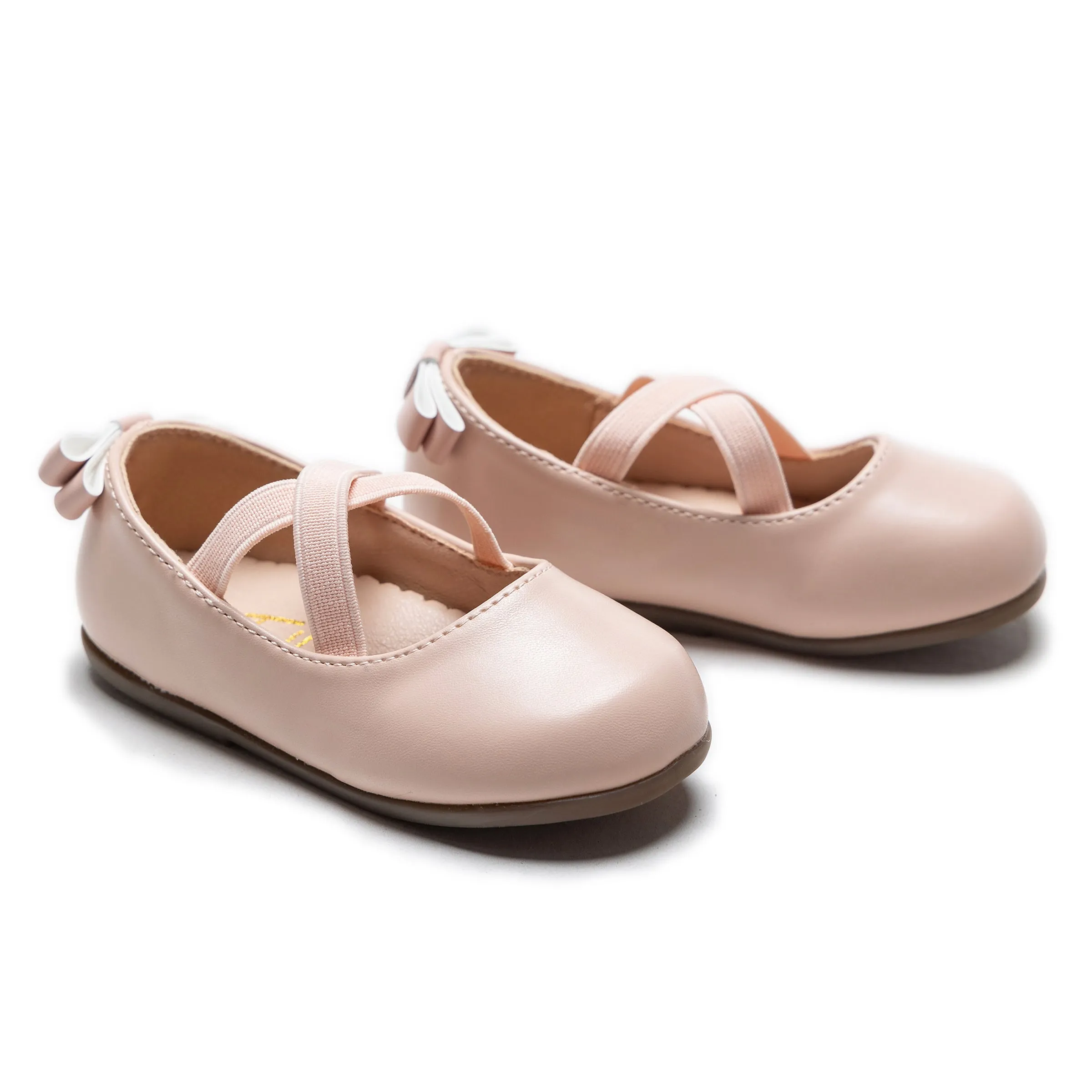 Powder Pink Charmed Cross Banded Ribbon Flats