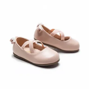 Powder Pink Charmed Cross Banded Ribbon Flats