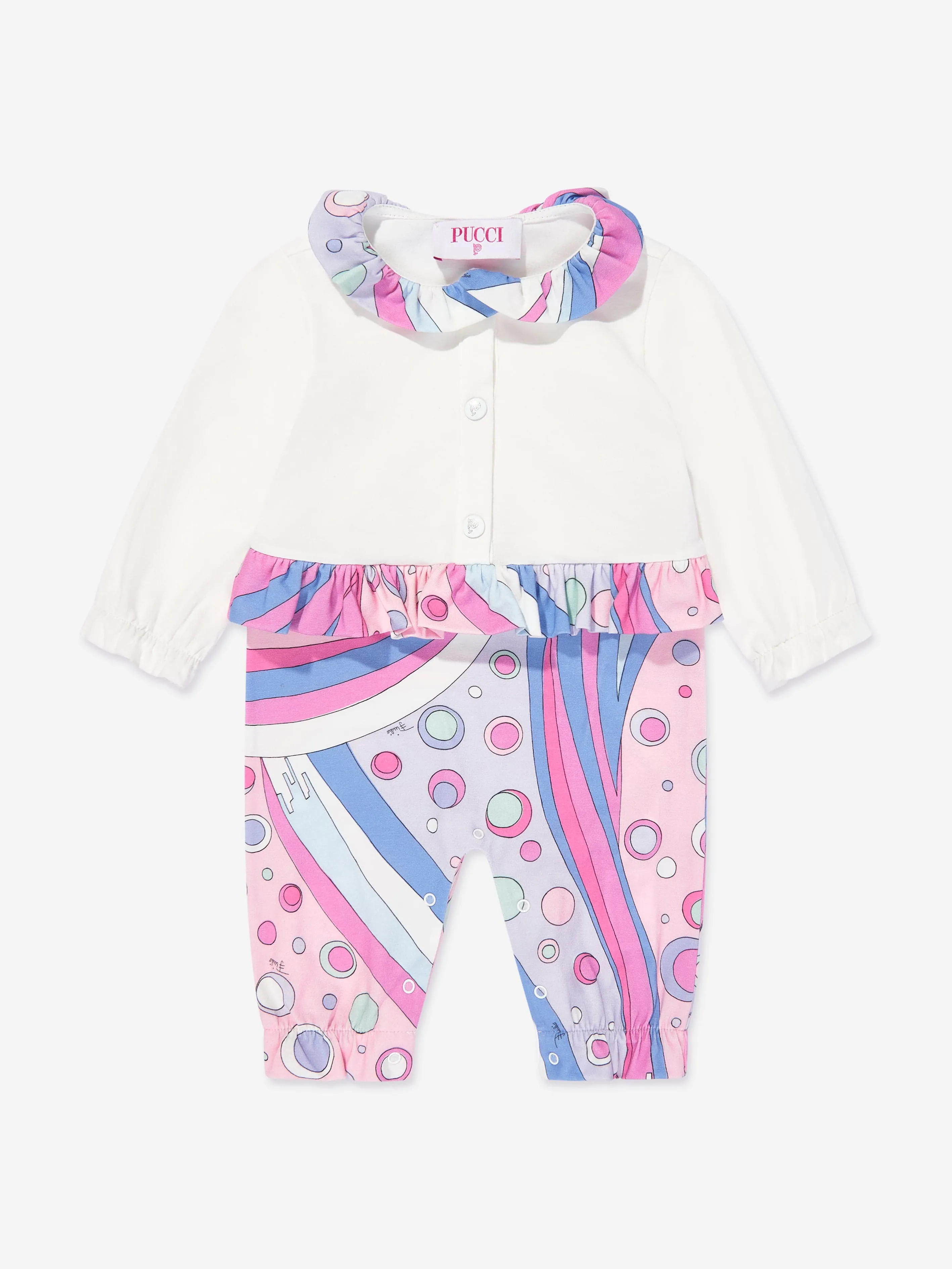 PUCCI Baby Girls Fontane Romper Set in Ivory