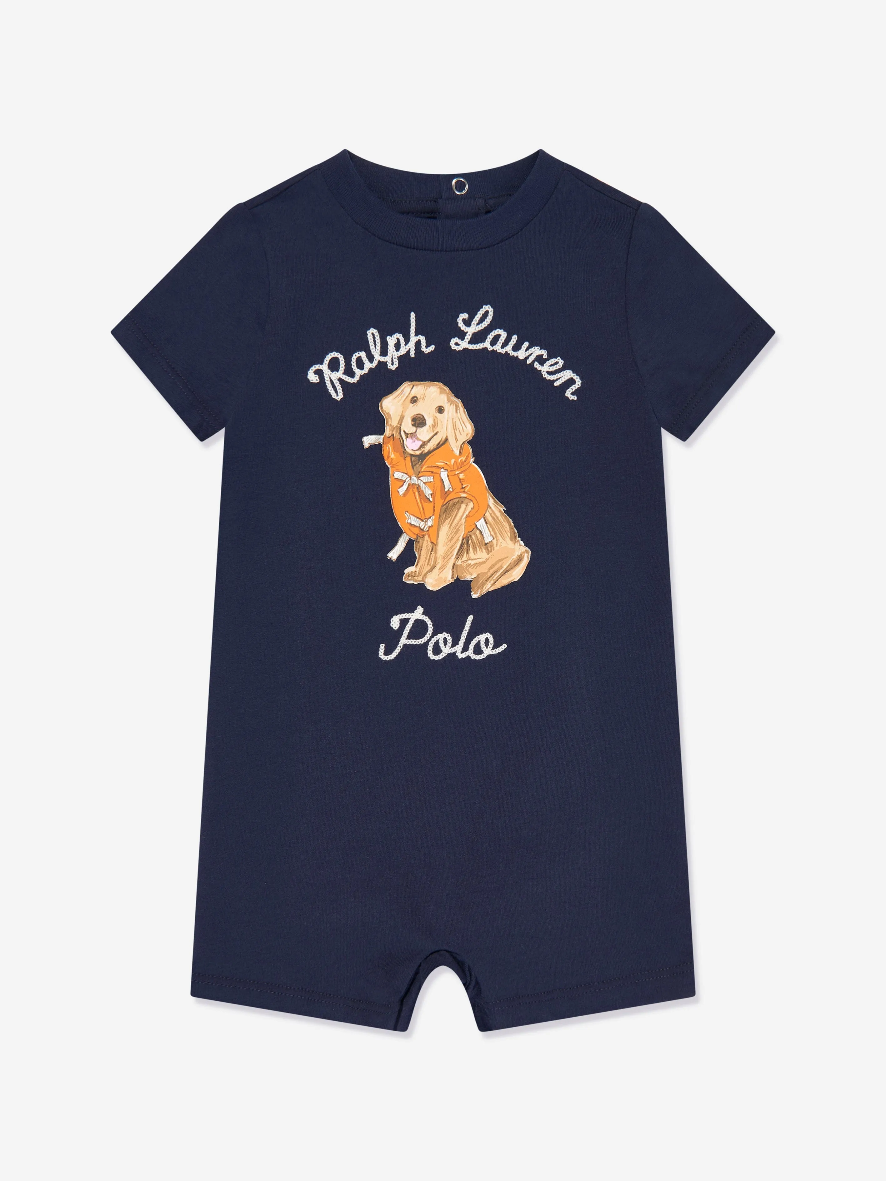 Ralph Lauren Baby Boys Dog Romper in Navy