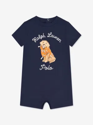 Ralph Lauren Baby Boys Dog Romper in Navy