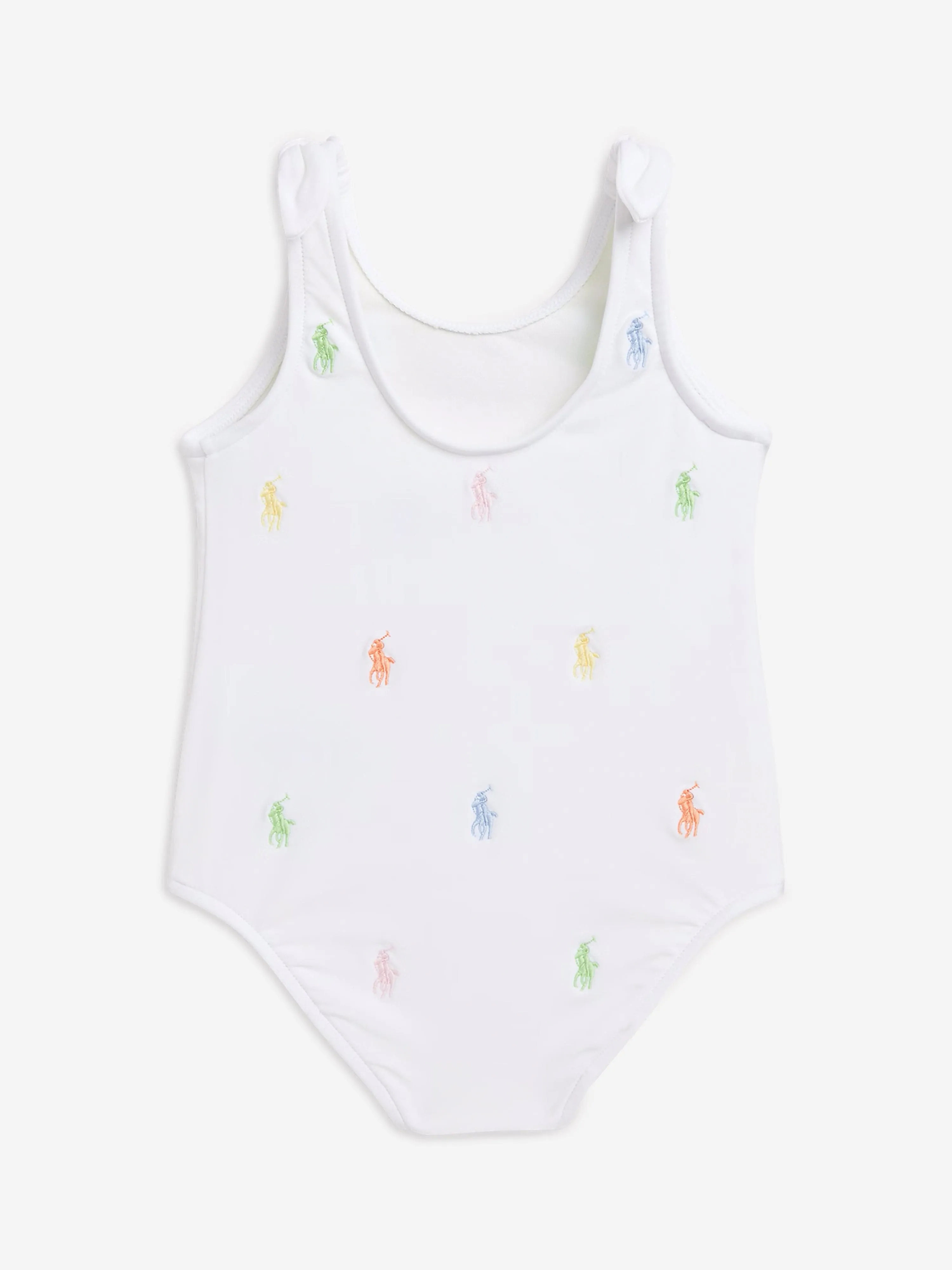 Ralph Lauren Baby Girls Logo Swimsuit in White