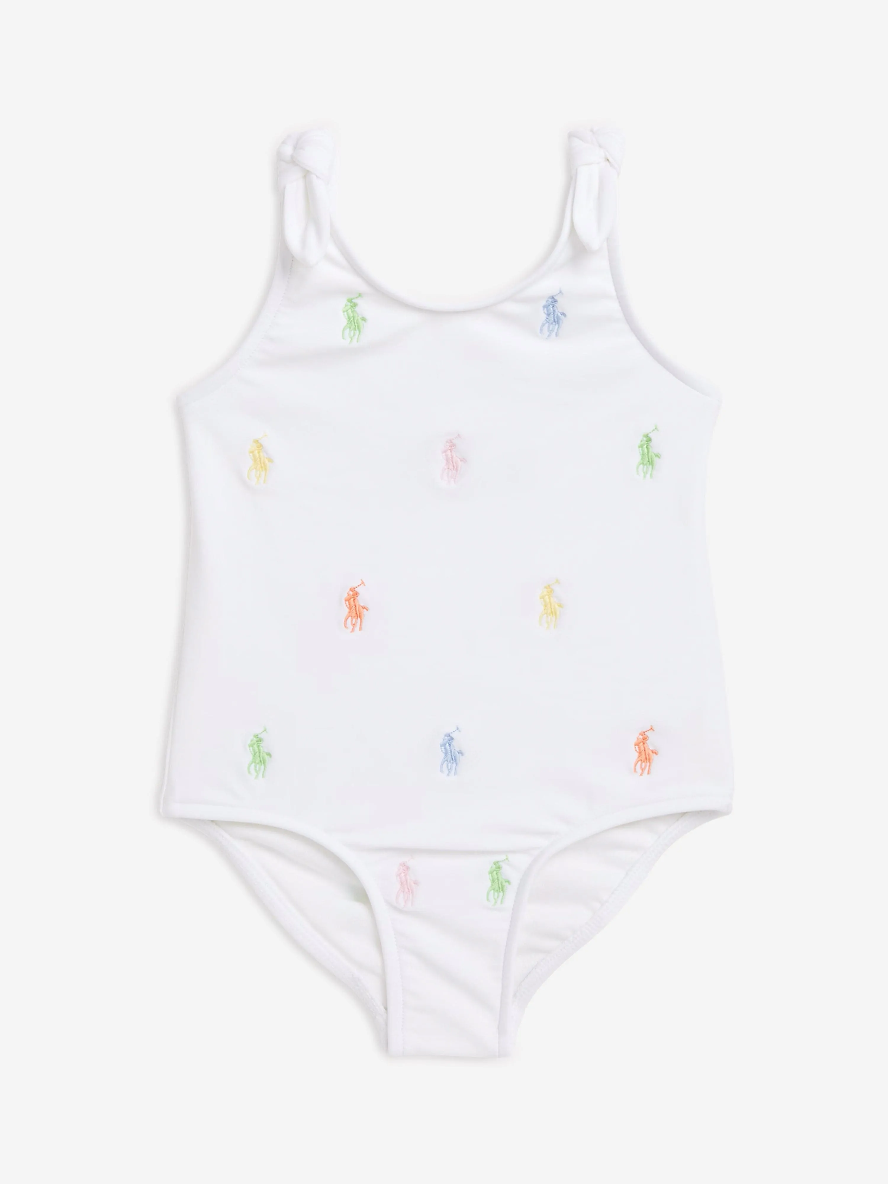 Ralph Lauren Baby Girls Logo Swimsuit in White