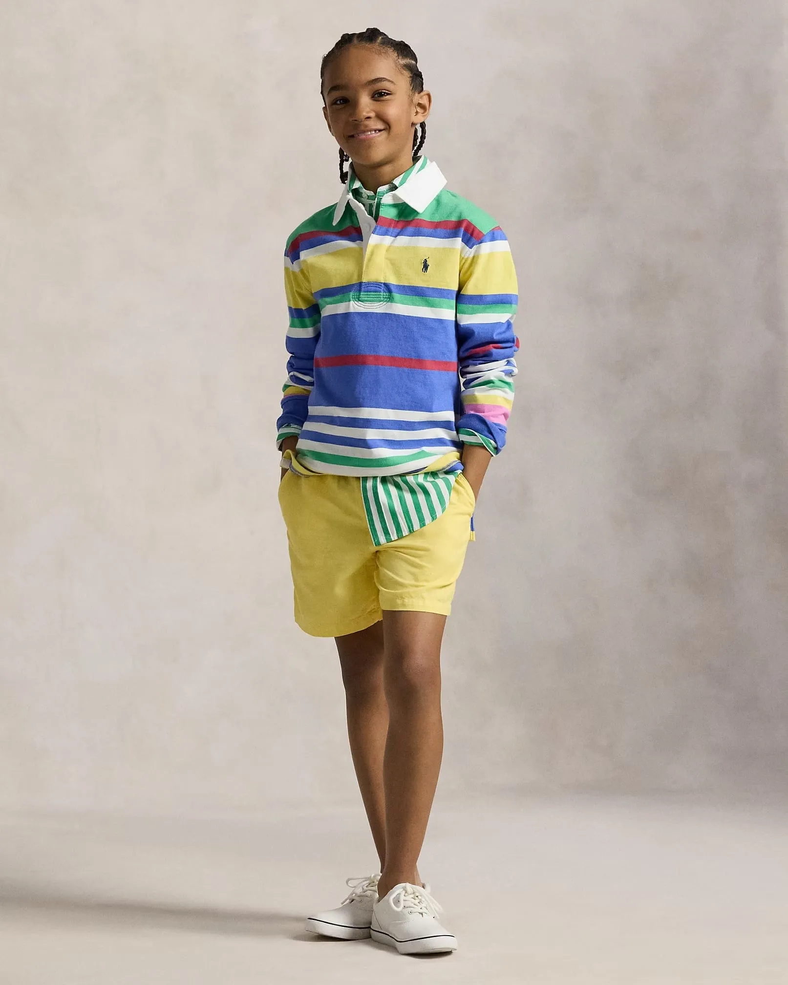 Ralph Lauren Boys Striped Rugby Top in Multicolour