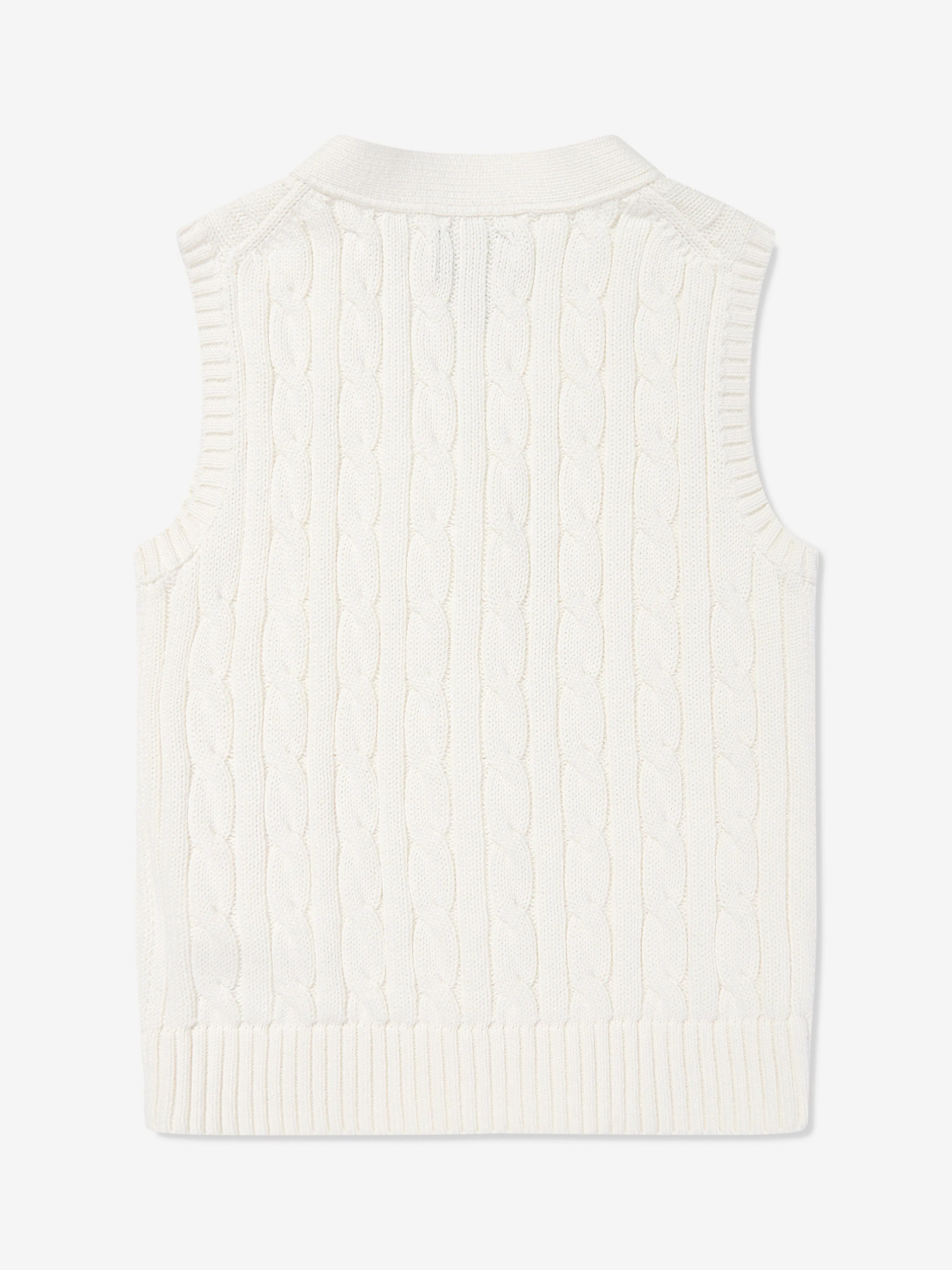 Ralph Lauren Girls Cable Knit Jumper Waistcoat in Ivory