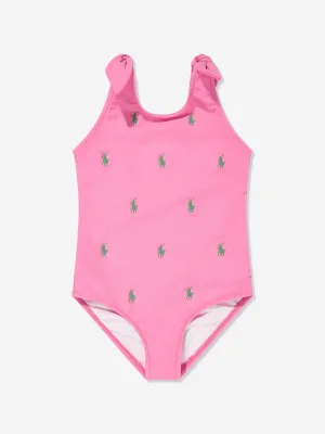 Ralph Lauren Girls Logo Swimsuit in Pink