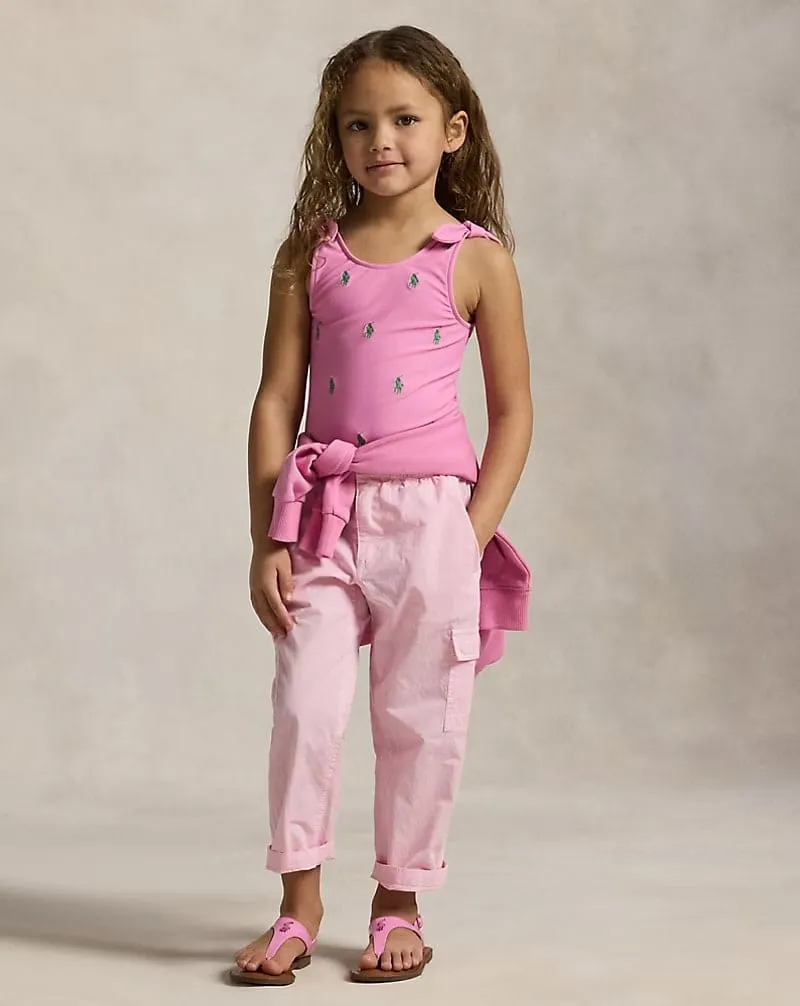 Ralph Lauren Girls Logo Swimsuit in Pink