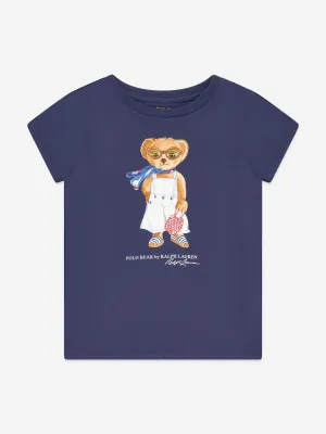 Ralph Lauren Girls Polo Bear T-Shirt in Navy