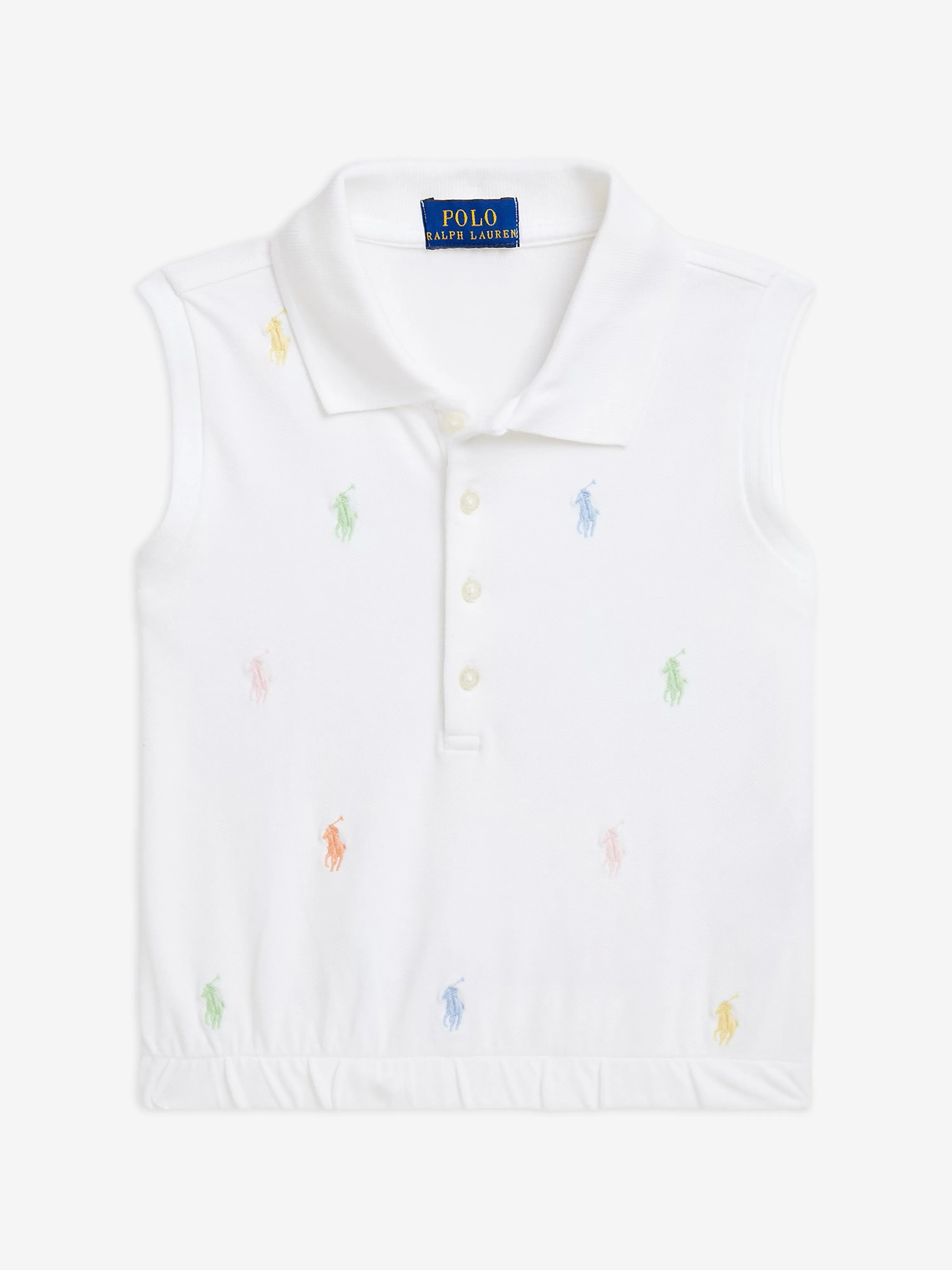 Ralph Lauren Girls Sleeveless Logo Polo Shirt in White