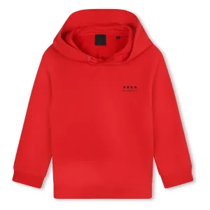 Red Hooded Logo Print Hoodie