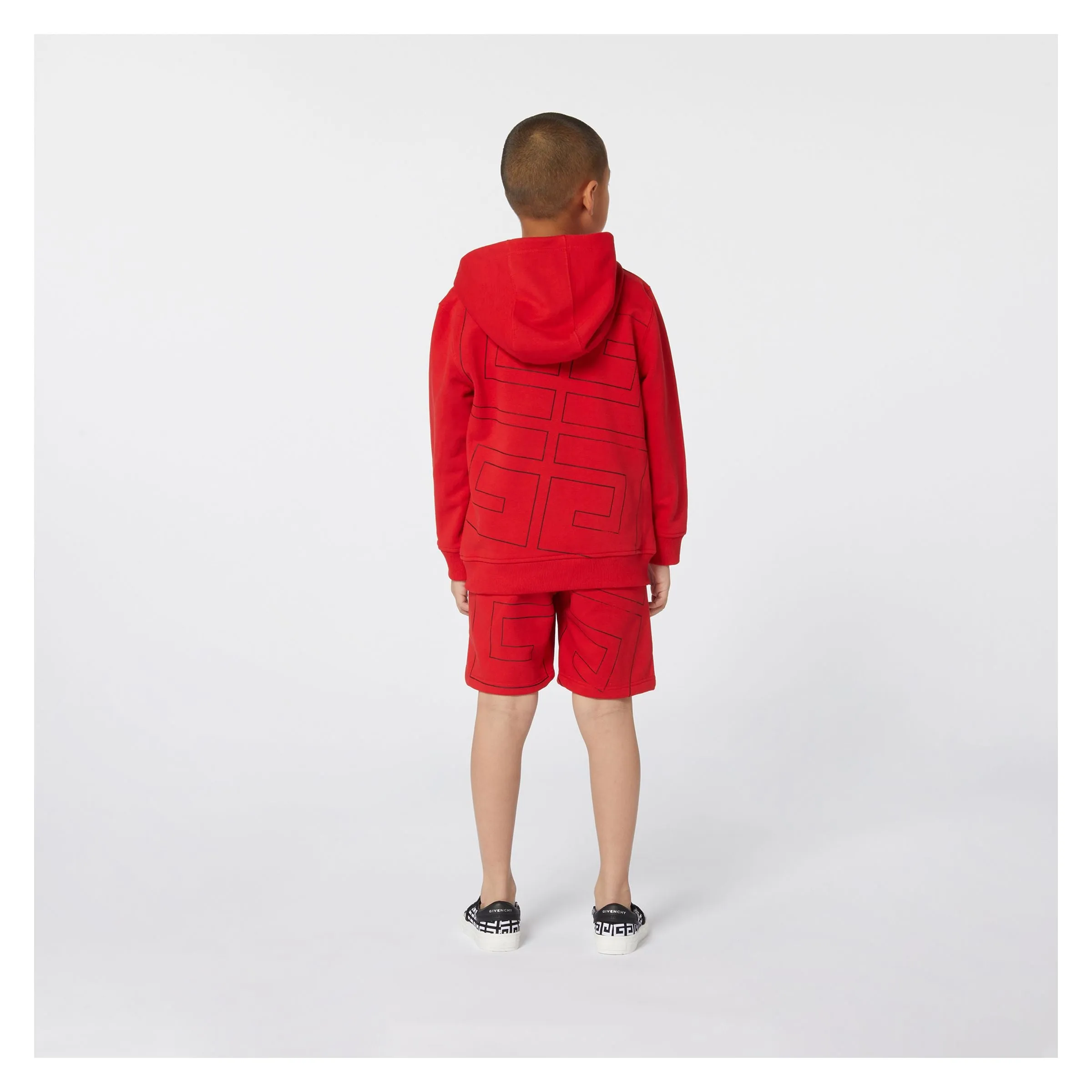 Red Hooded Logo Print Hoodie
