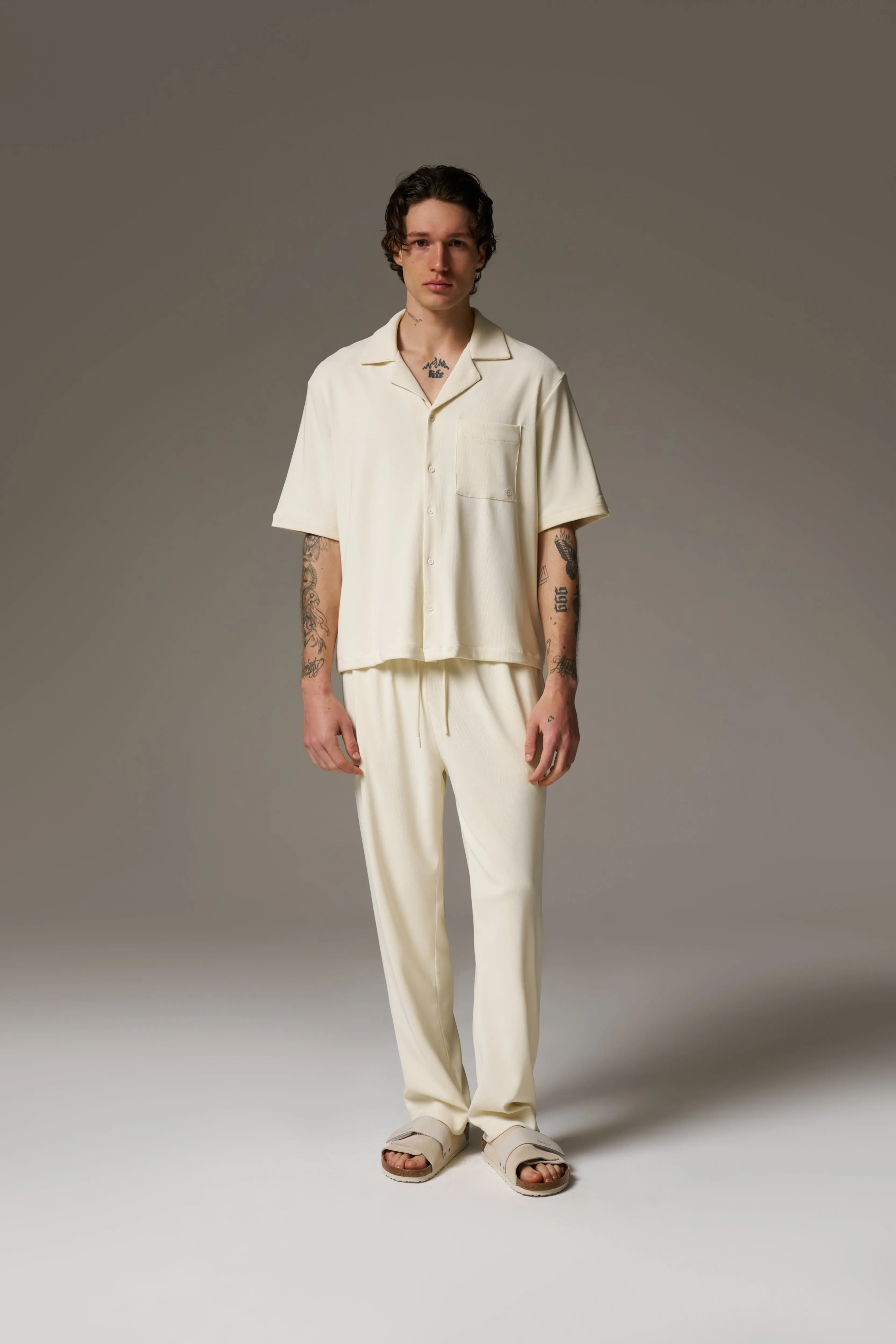RIBBED TROUSERS - OFF WHITE