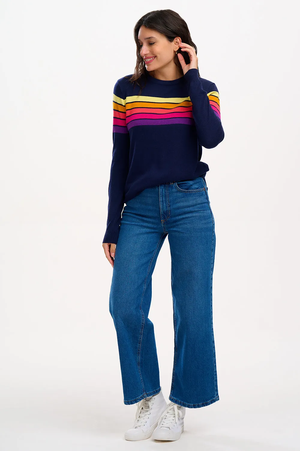 Rita Jumper - Navy. Retro Stripes