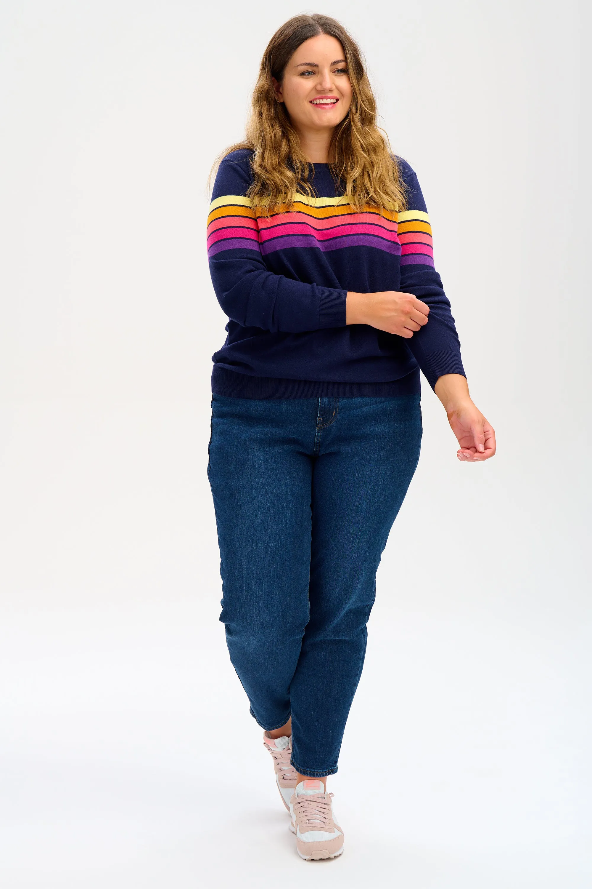 Rita Jumper - Navy. Retro Stripes