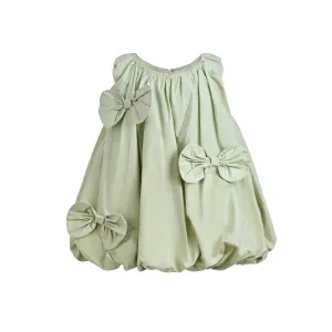 Sage Sleeveless Bow Dress