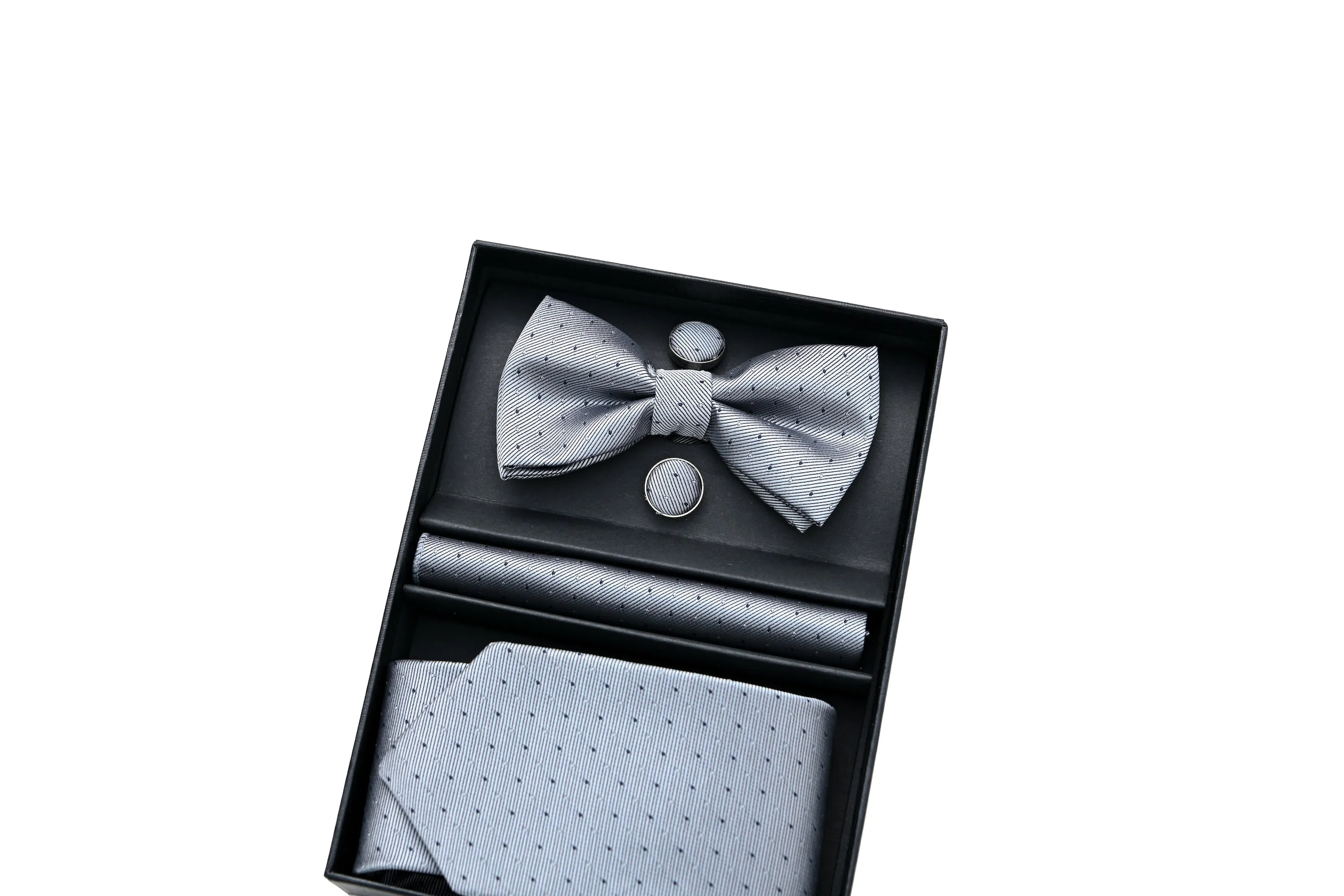 Silver Dotted Tie Set