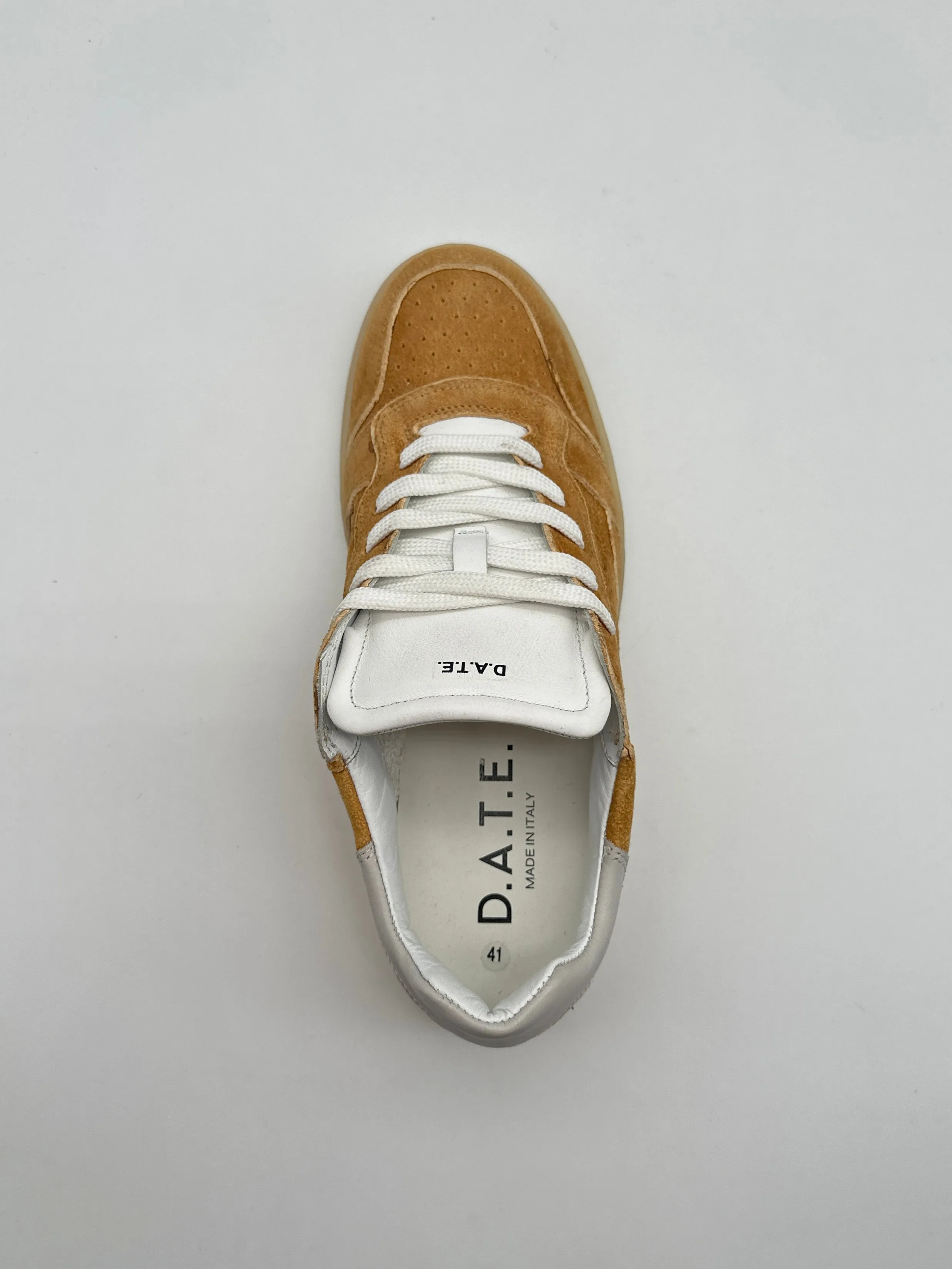 Sneakers Sporty Low Powder Orange In Pelle E Suede