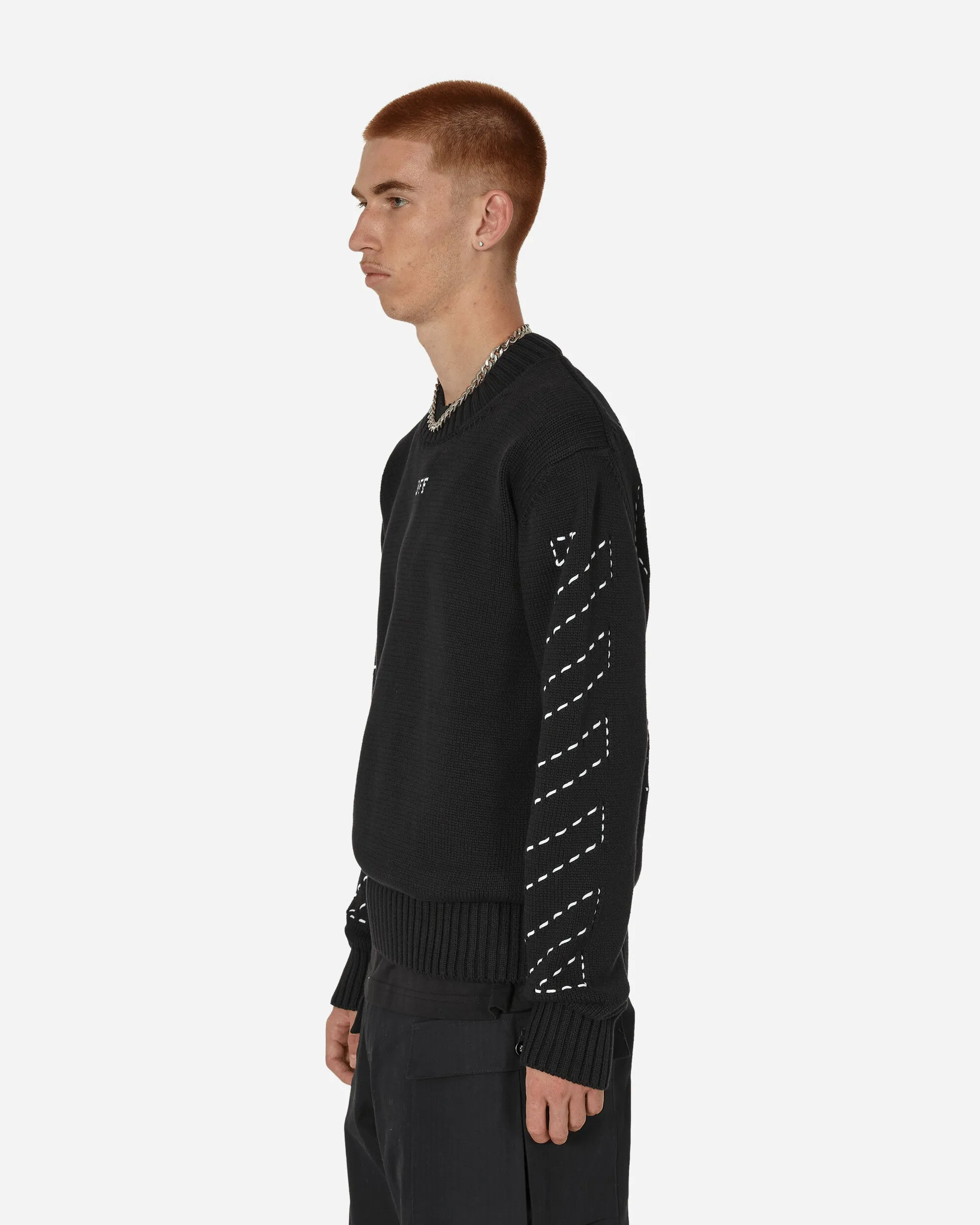 Stitch Arrows Diags Knit Sweater Black