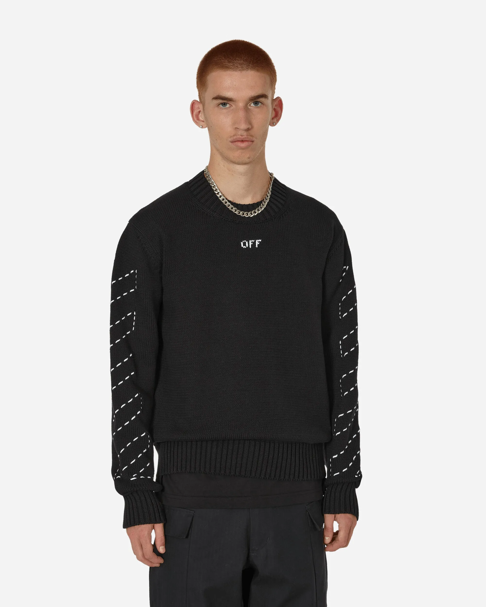 Stitch Arrows Diags Knit Sweater Black