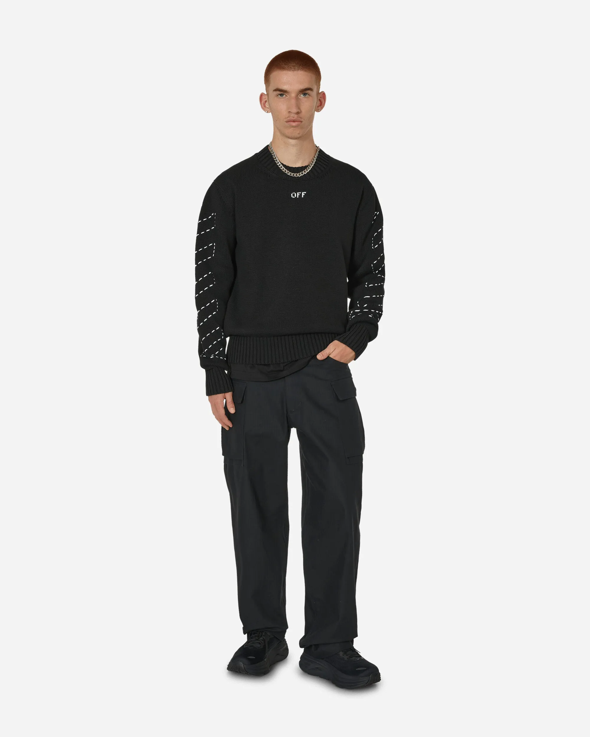 Stitch Arrows Diags Knit Sweater Black