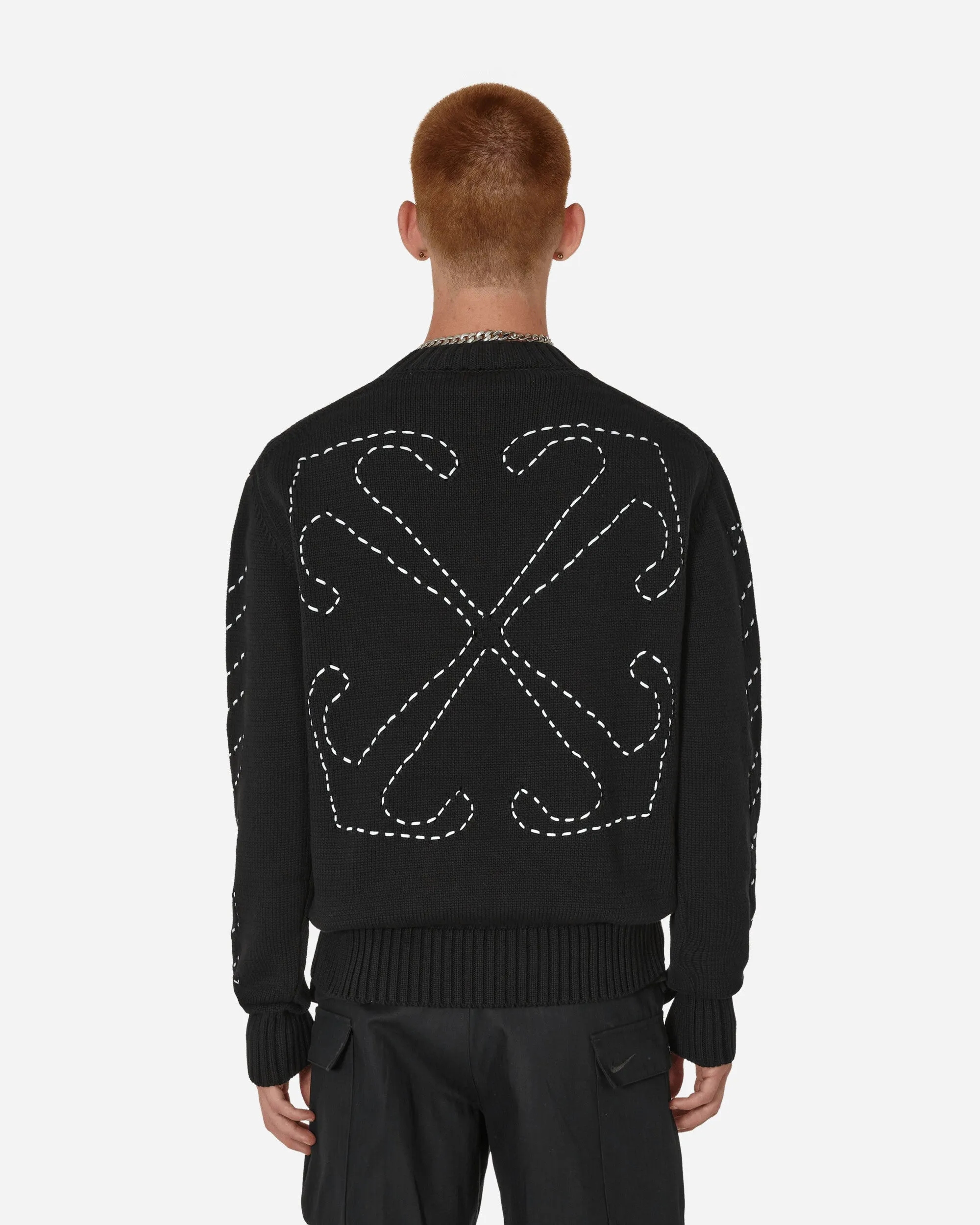 Stitch Arrows Diags Knit Sweater Black