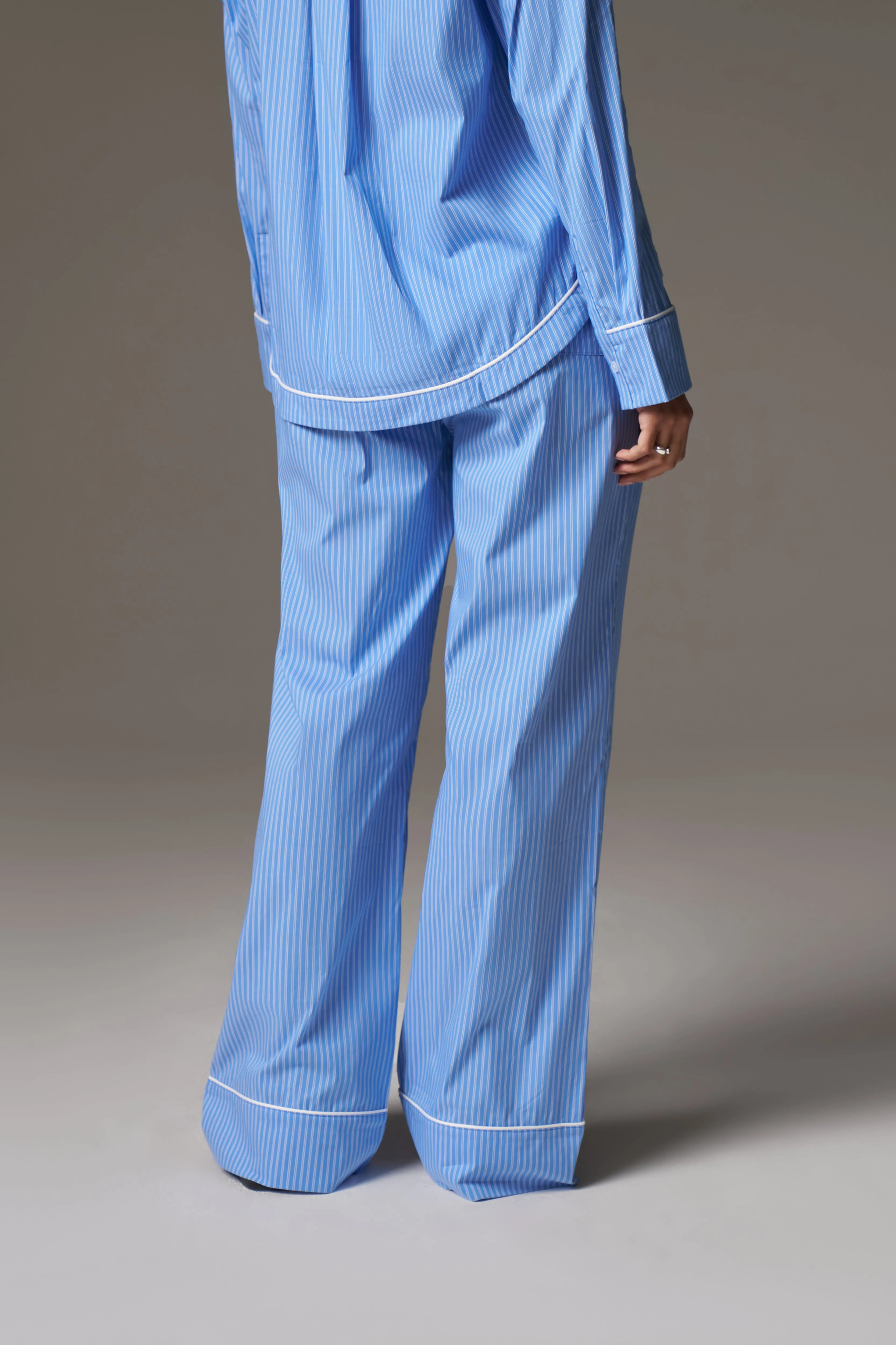 STRIPE PIPED EMBLEM TROUSERS - BLUE