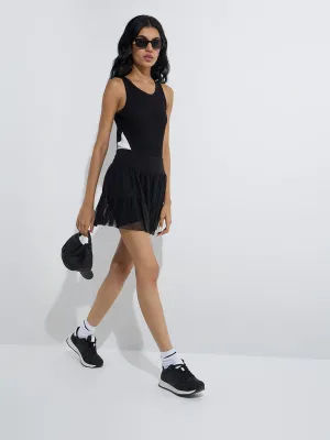Studiofit Black Ribbed-Textured Bodysuit