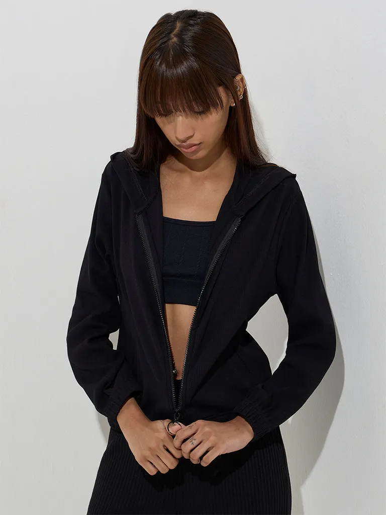 Studiofit Black Ribbed-Textured Jacket