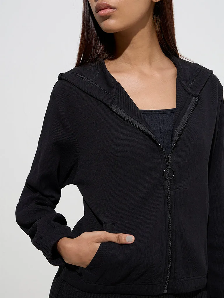 Studiofit Black Ribbed-Textured Jacket