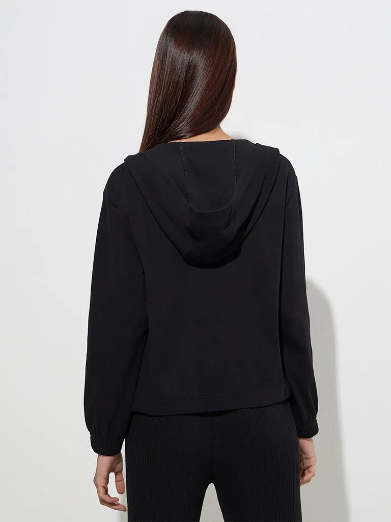 Studiofit Black Ribbed-Textured Jacket