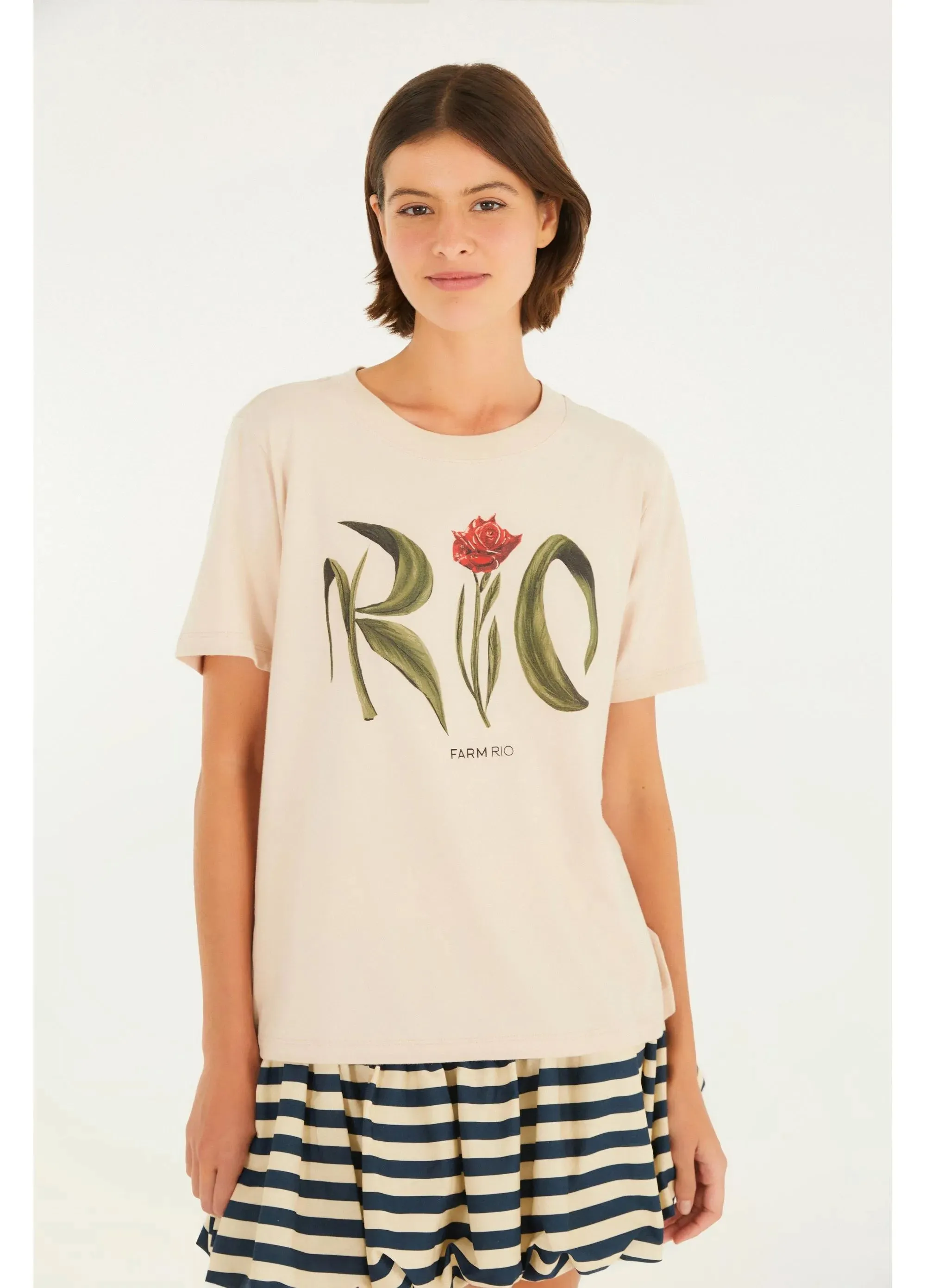 T-Shirt Fit Rio Flor Rosa Nevoa