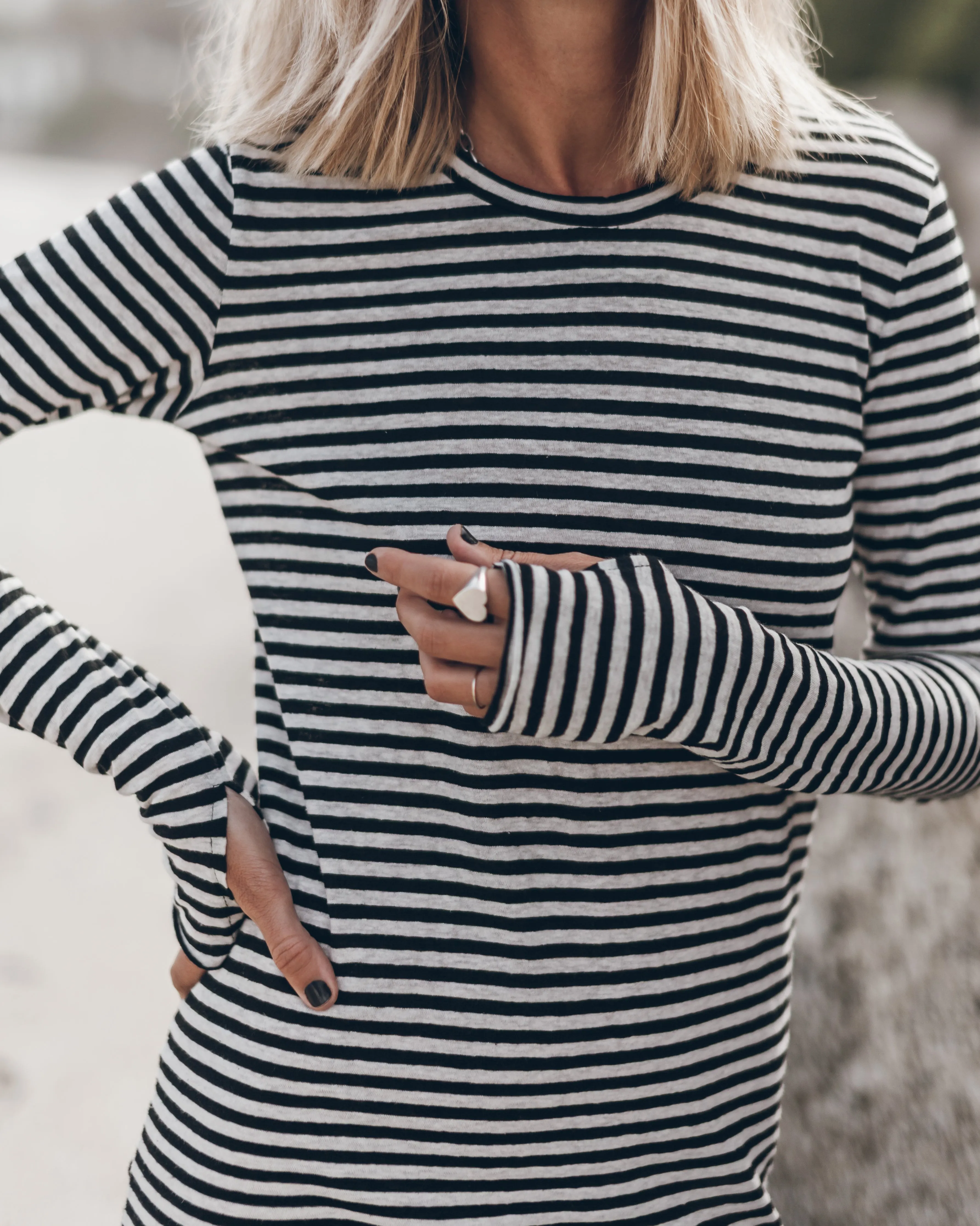 The Striped Short Linen Longsleeve Dress