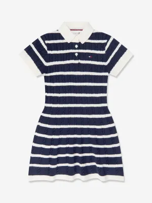 Tommy Hilfiger Girls Cable Knit Polo Dress in Navy