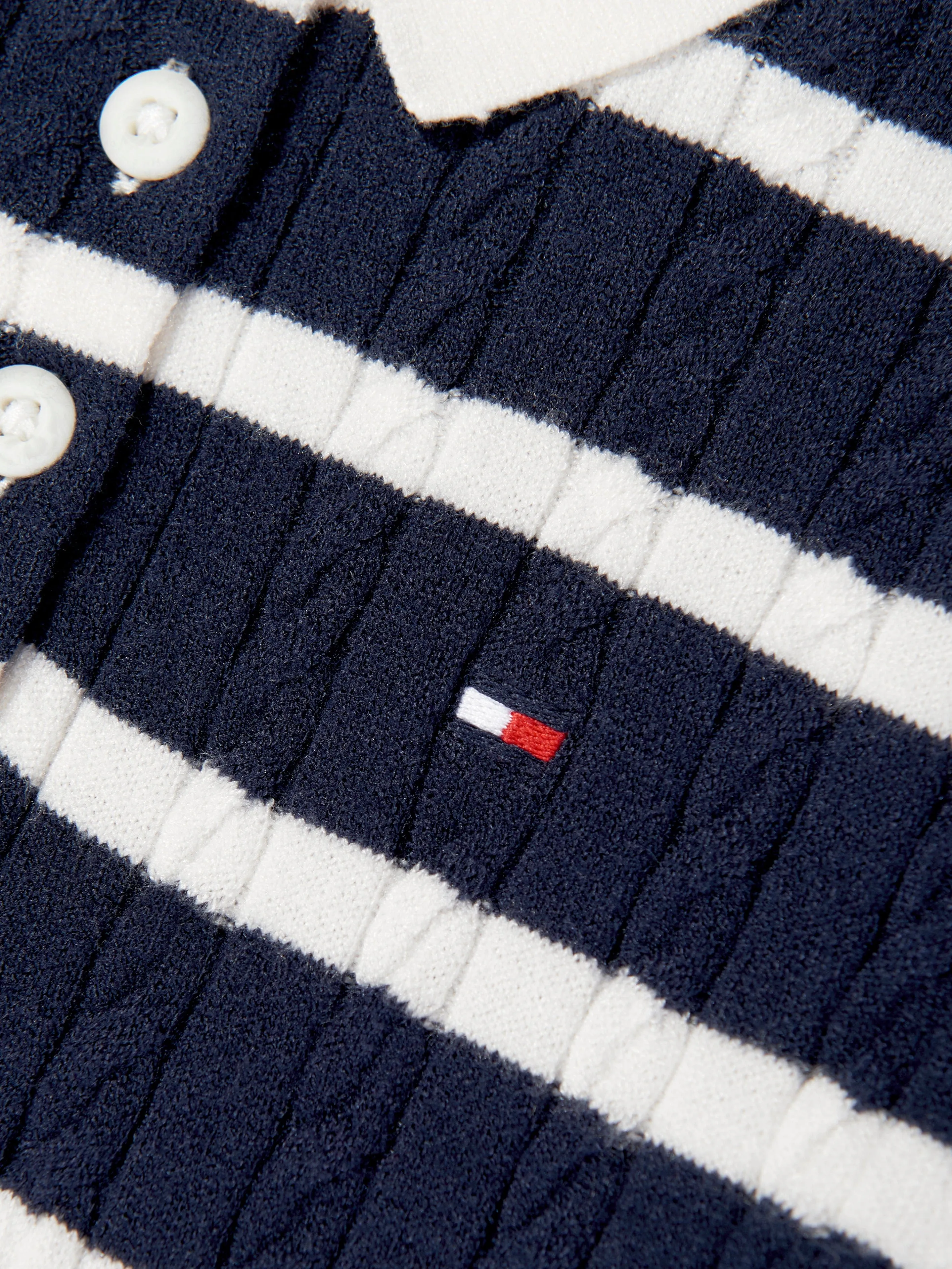 Tommy Hilfiger Girls Cable Knit Polo Dress in Navy