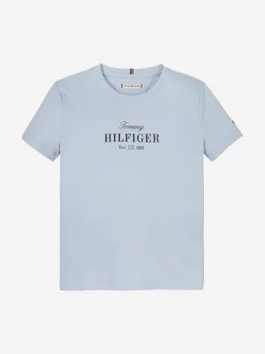 Tommy Hilfiger Girls Script Logo T-Shirt in Blue