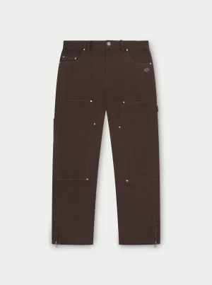 TWILL RIVET DETAIL CARPENTER PANT - DARK BROWN