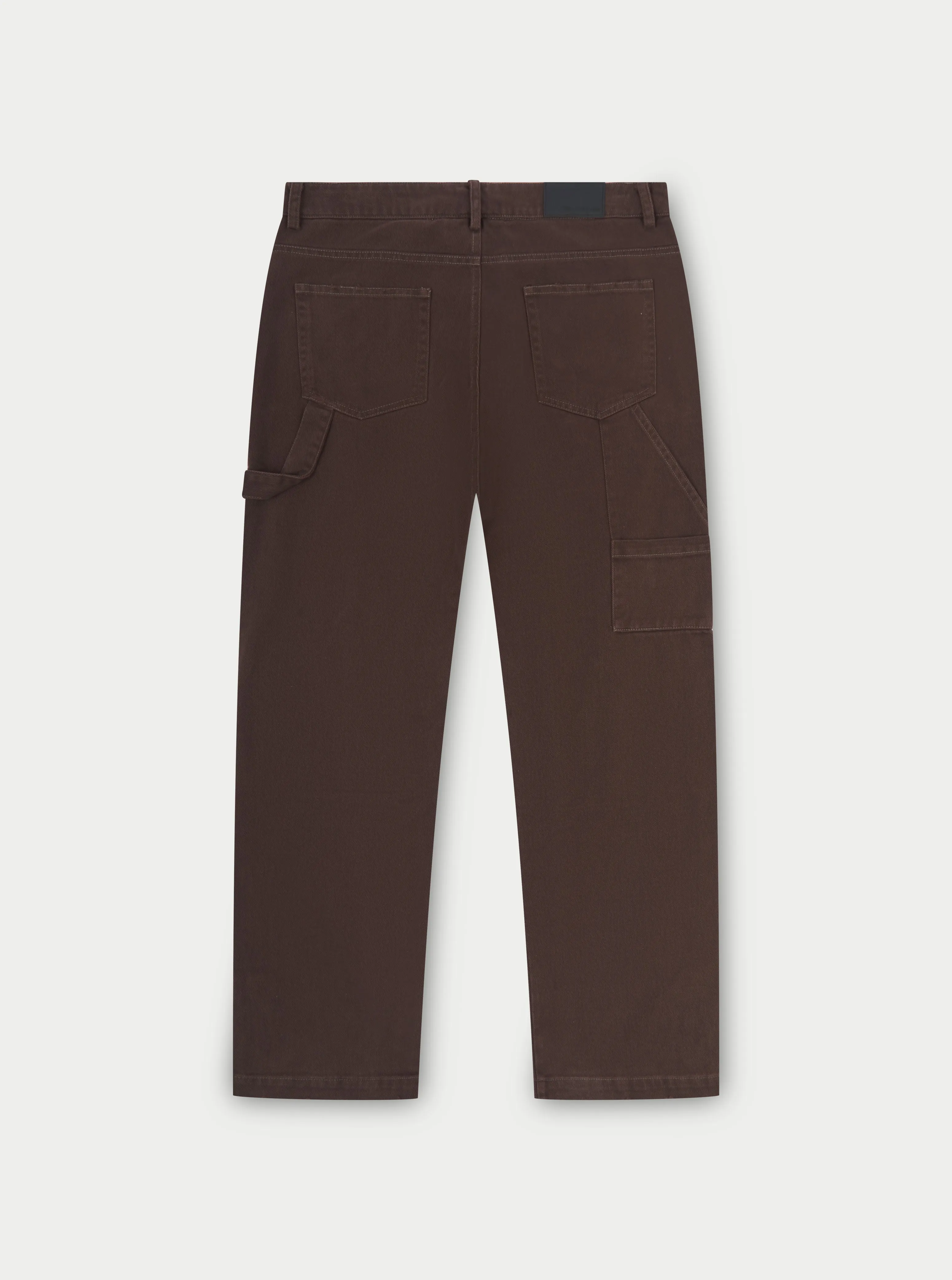 TWILL RIVET DETAIL CARPENTER PANT - DARK BROWN