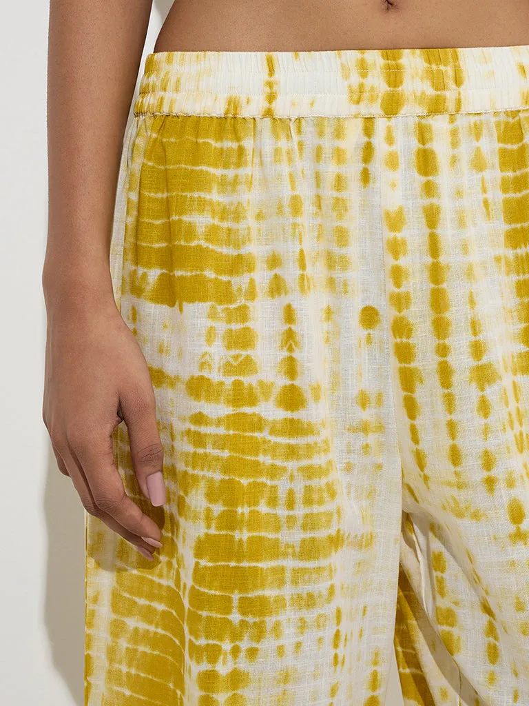 Utsa Mustard Tie-Dye Pattern Cotton Ethnic Pants