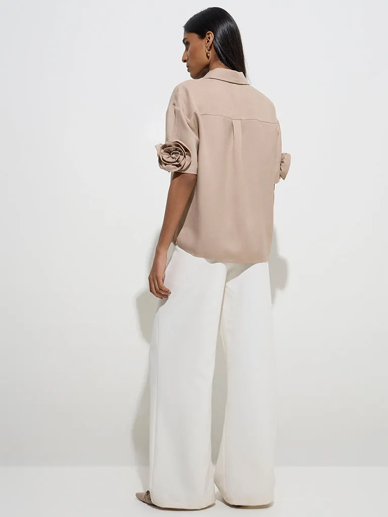 Wardrobe Beige Rosette Detailed Shirt